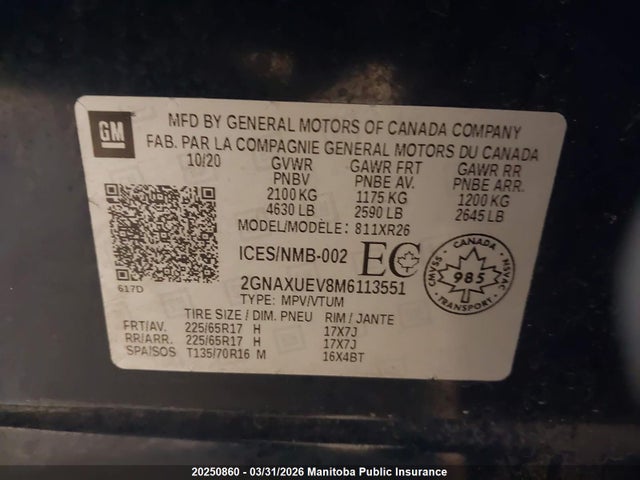 2GNAXUEV8M6113551 Chevrolet EQUINOX LT