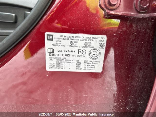 2GNFLFEK1H6199956 Chevrolet EQUINOX LT