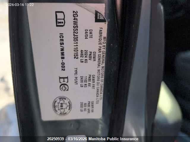 Aukcja sprzedaży 2005 Buick Century, vin: 2G4WS52J351110152, numer aukcji: 20250939