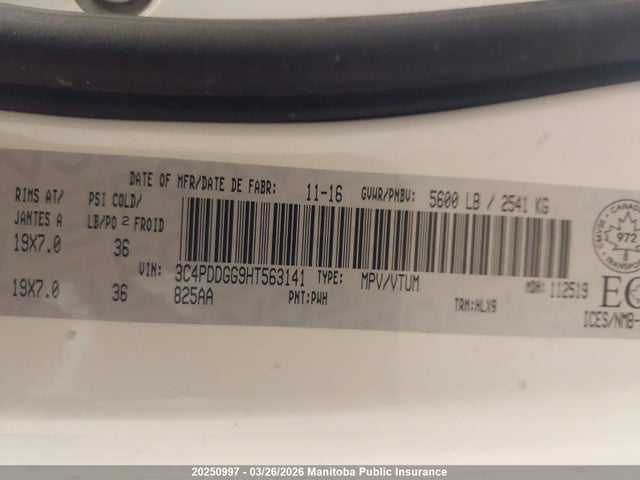 Aukcja sprzedaży 2017 Dodge Journey Crossroad, vin: 3C4PDDGG9HT563141, numer aukcji: 20250997
