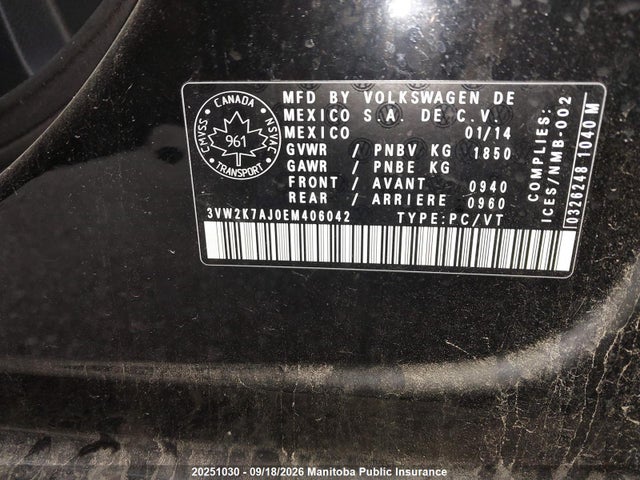 Volkswagen Jetta 2.0 2014 3VW2K7AJ0EM406042 Image 9
