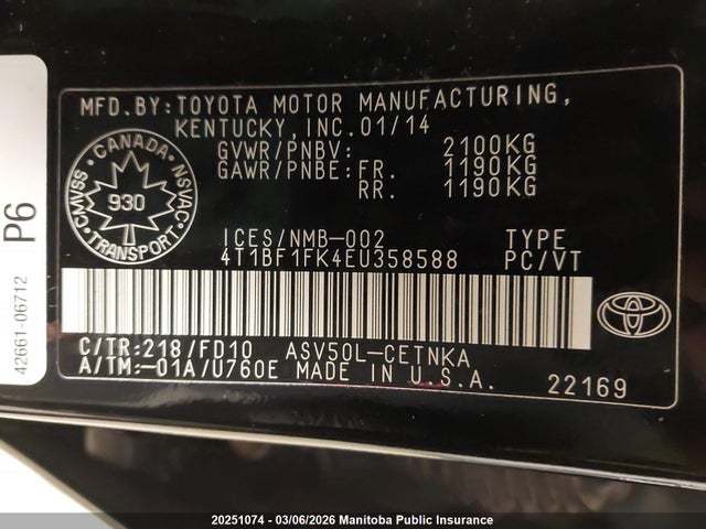 Toyota CAMRY LE 2014 4T1BF1FK4EU358588 Image 9