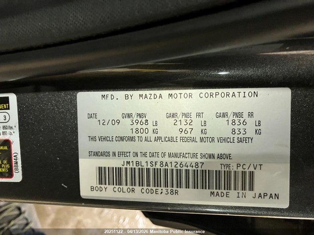 Aukcja sprzedaży 2010 Mazda 3 Mazda Gs, vin: JM1BL1SF8A1264487, numer aukcji: 20251122