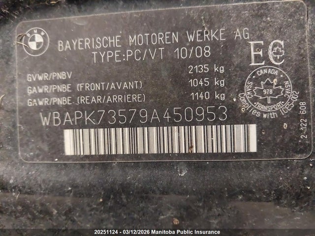 20251124 :رقم المزاد ، WBAPK73579A450953 vin ، 2009 Bmw 328xi مزاد بيع