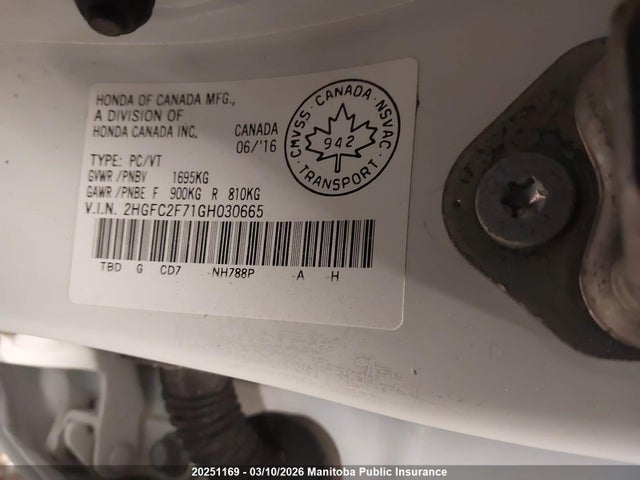 Продаж на аукціоні авто 2016 Honda Civic Ex, vin: 2HGFC2F71GH030665, номер лоту: 20251169