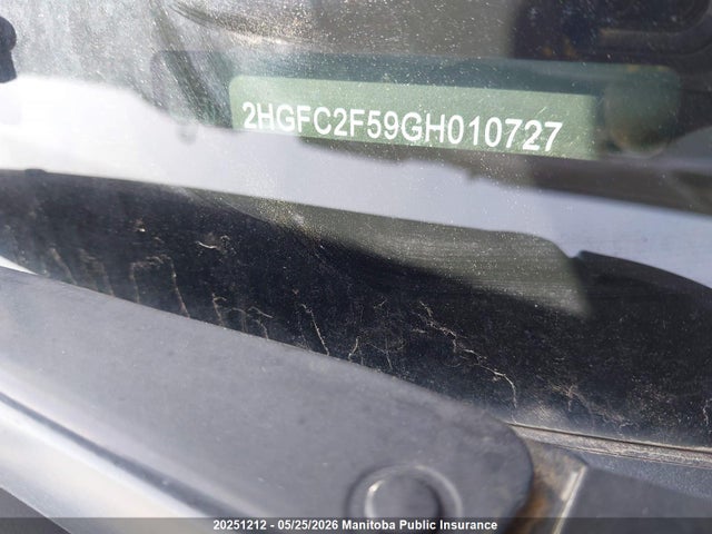 Auction sale of the 2016 Honda Civic Lx, vin: 2HGFC2F59GH010727, lot number: 20251212