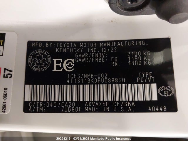 4T1S11BK0PU088850 Toyota CAMRY SE