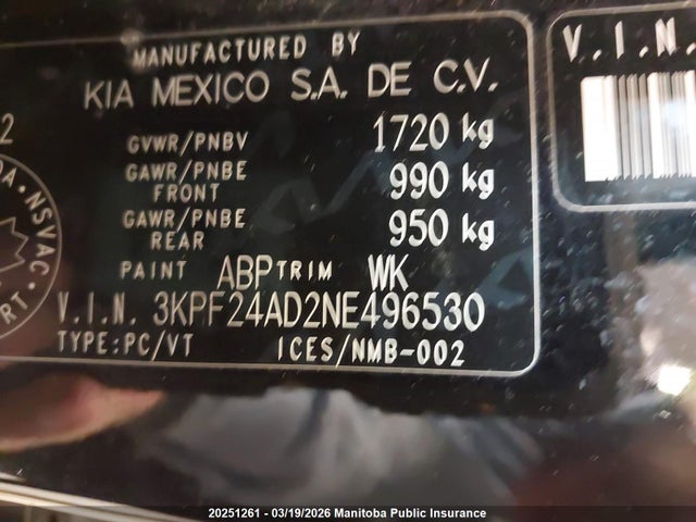 Aukcja sprzedaży 2022 Kia Forte Lx, vin: 3KPF24AD2NE496530, numer aukcji: 20251261