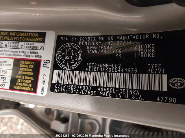 Aukcja sprzedaży 2014 Toyota Camry Le, vin: 4T1BF1FK0EU441676, numer aukcji: 20251262