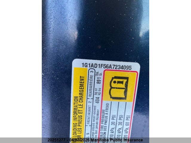 Aukcja sprzedaży 2010 Chevrolet Cobalt Ls, vin: 1G1AD1F56A7234095, numer aukcji: 20251277