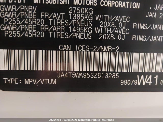 JA4T5WA95SZ613285 Mitsubishi Outlander Gt Hybrid