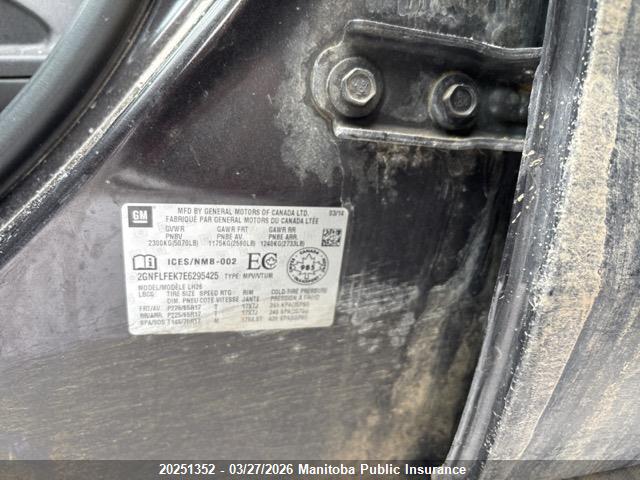 Продаж на аукціоні авто 2014 Chevrolet Equinox Lt, vin: 2GNFLFEK7E6295425, номер лоту: 20251352