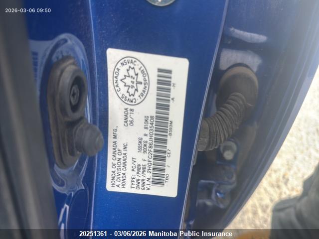 2018 Honda Civic Ex მანქანა იყიდება აუქციონზე, vin: 2HGFC2F86JH035408, აუქციონის ნომერი: 20251361