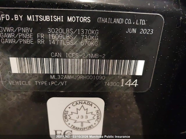 ML32AWHJ9RH001090 Mitsubishi Mirage Noir