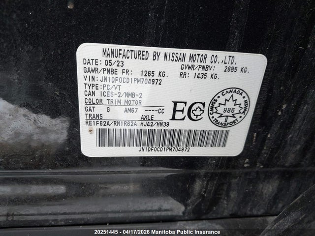 Продажа на аукционе авто 2023 Nissan Ariya Platinum+, vin: JN1DF0CD1PM704972, номер лота: 20251445