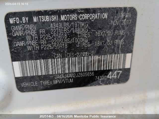 Aukcja sprzedaży 2018 Mitsubishi Rvr Gt, vin: JA4AJ4AW2JZ605656, numer aukcji: 20251463