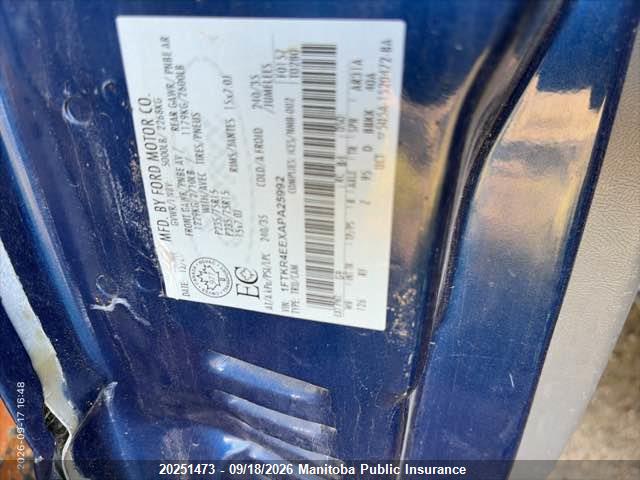20251473 :رقم المزاد ، 1FTKR4EEXAPA25992 vin ، 2010 Ford Ranger Sport Supercab مزاد بيع