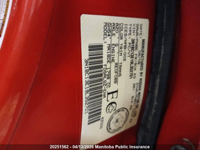20251562 :رقم المزاد ، 3N1BC13E19L352701 vin ، 2009 Nissan Versa 1.8 Sl مزاد بيع