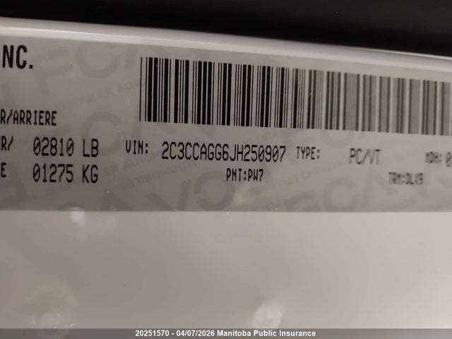 Продаж на аукціоні авто 2018 Chrysler 300 S, vin: 2C3CCAGG6JH250907, номер лоту: 20251570