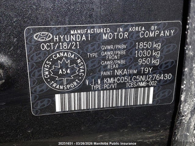 KMHC05LC5NU276430 Hyundai Ioniq Ultimate Hybrid