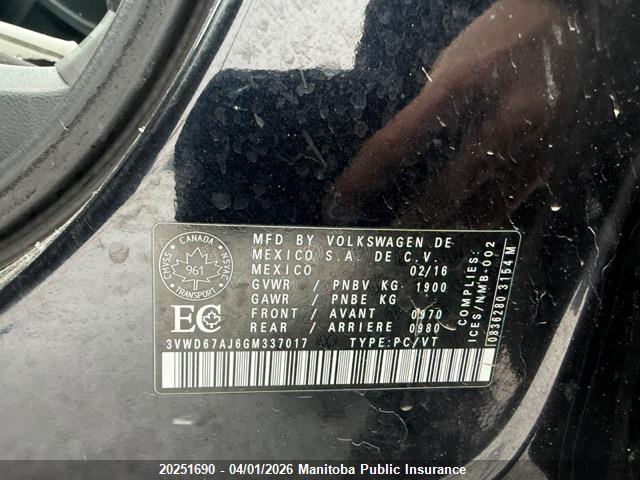 3VWD67AJ6GM337017 Volkswagen Jetta 1.4 Tsi
