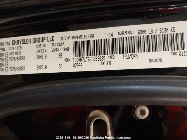 Aukcja sprzedaży 2014 Dodge Ram 1500 Slt Crew Cab, vin: 1C6RR7LT6ES253029, numer aukcji: 20251846