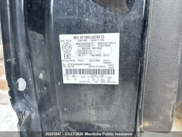 Aukcja sprzedaży 2010 Ford F150 Xlt Supercab, vin: 1FTEX1E89AFC39602, numer aukcji: 20251847