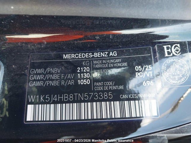 W1K5J4HB8TN573385 Mercedes Benz Cla250 4matic