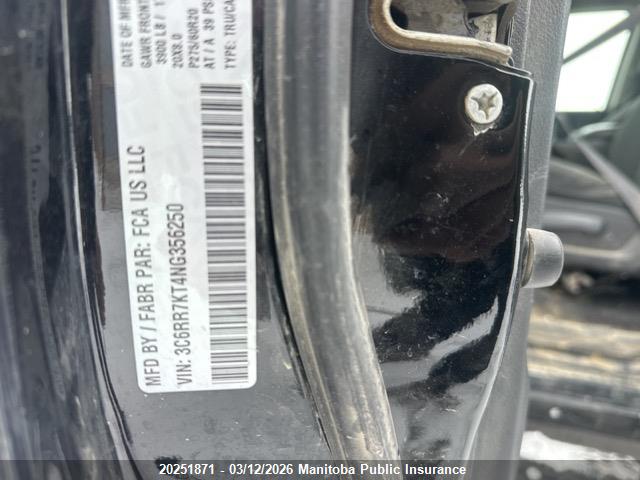 3C6RR7KT4NG356250 Dodge Ram 1500 Sport Crew Cab