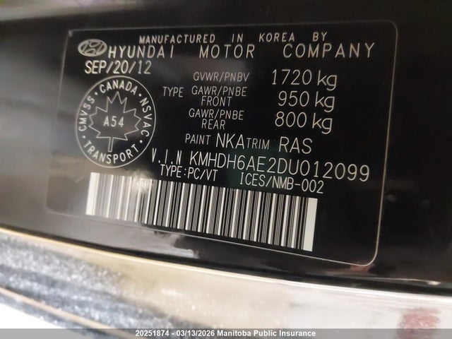 Aukcja sprzedaży 2013 Hyundai Elantra Gls, vin: KMHDH6AE2DU012099, numer aukcji: 20251874