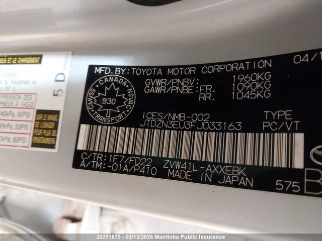 Продажа на аукционе авто 2015 Toyota Prius V, vin: JTDZN3EU3FJ033163, номер лота: 20251875