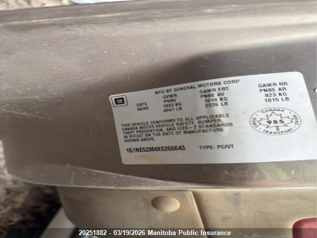 Aukcja sprzedaży 1999 Chevrolet Malibu Ls V6, vin: 1G1NE52M4X6266643, numer aukcji: 20251882