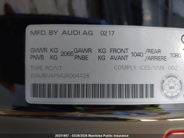 WAU8NAF54JA004428 Audi A5 Premium Plus S-line