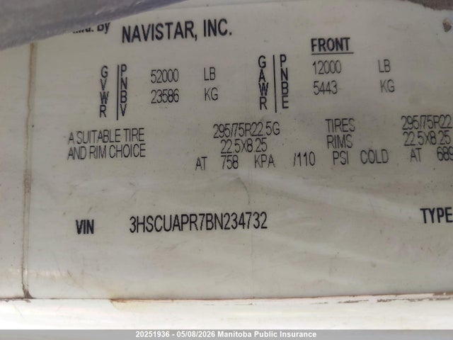 Продаж на аукціоні авто 2011 International Prostar, vin: 3HSCUAPR7BN234732, номер лоту: 20251936