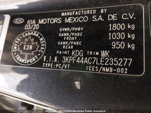 Aukcja sprzedaży 2020 Kia Forte Gt, vin: 3KPF44AC7LE235277, numer aukcji: 20251968