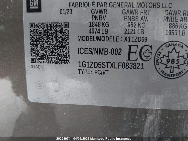 1G1ZD5STXLF083821 Chevrolet MALIBU LT