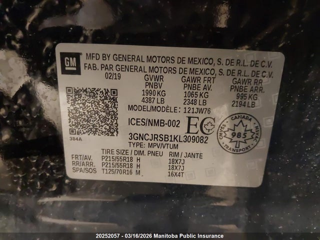 3GNCJRSB1KL309082 Chevrolet Trax Premier