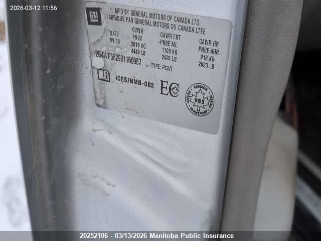 Aukcja sprzedaży 2009 Buick Allure Cx, vin: 2G4WF582991160967, numer aukcji: 20252106