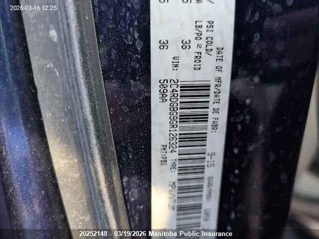 Aukcja sprzedaży 2016 Dodge Grand Caravan Sxt, vin: 2C4RDGBG9GR126324, numer aukcji: 20252148