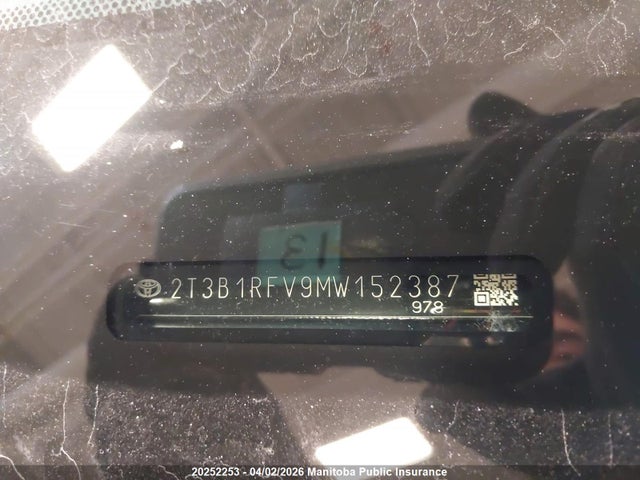2021 Toyota Rav4 Le მანქანა იყიდება აუქციონზე, vin: 2T3B1RFV9MW152387, აუქციონის ნომერი: 20252253