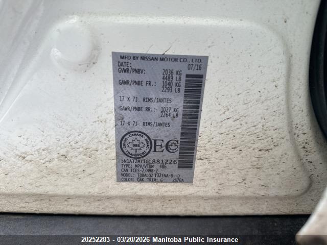 5N1AT2MT1GC881226 Nissan ROGUE S
