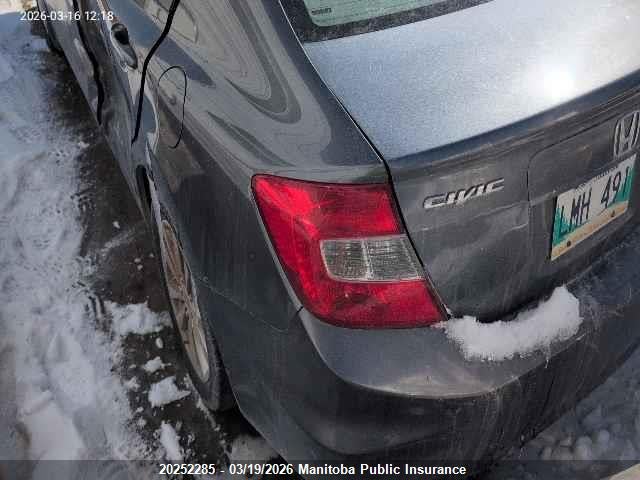 20252285 :رقم المزاد ، 2HGFB2F51CH102492 vin ، 2012 Honda Civic Ex مزاد بيع