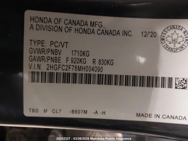 2021 Honda Civic Ex მანქანა იყიდება აუქციონზე, vin: 2HGFC2F76MH004090, აუქციონის ნომერი: 20252327