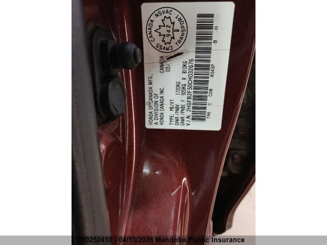 Aukcja sprzedaży 2012 Honda Civic Ex, vin: 2HGFB2F50CH032676, numer aukcji: 20252410