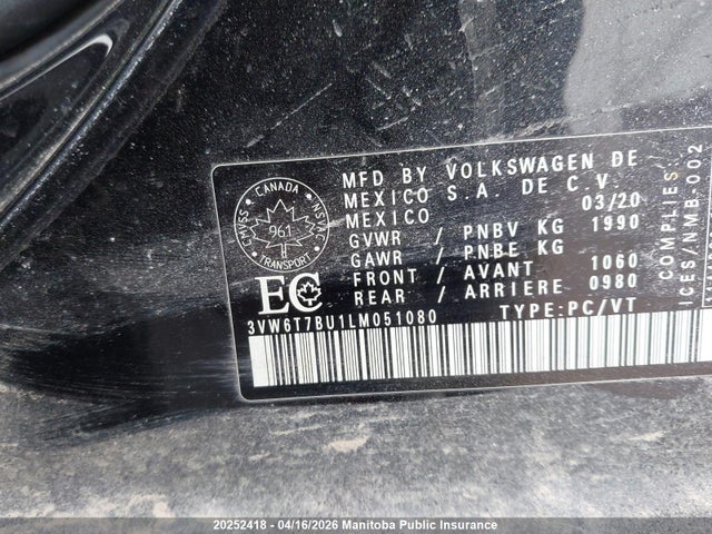 3VW6T7BU1LM051080 Volkswagen Jetta Gli 2.0 Tsi