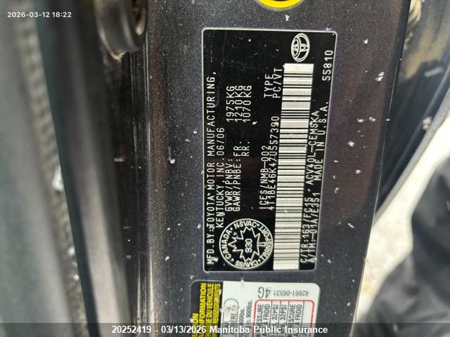 2007 Toyota Camry Se მანქანა იყიდება აუქციონზე, vin: 4T1BE46K47U557390, აუქციონის ნომერი: 20252419