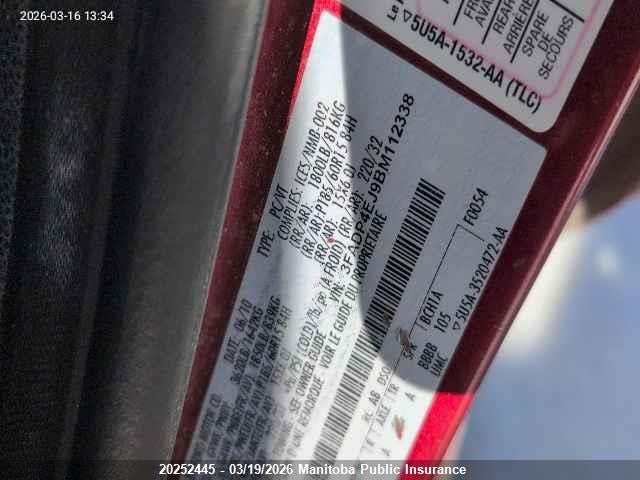 2011 Ford Fiesta Se მანქანა იყიდება აუქციონზე, vin: 3FADP4EJ9BM112338, აუქციონის ნომერი: 20252445