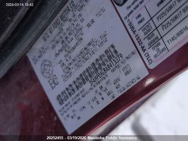 Aukcja sprzedaży 2010 Ford Fusion Sel V6, vin: 3FAHP0JG8AR413379, numer aukcji: 20252455