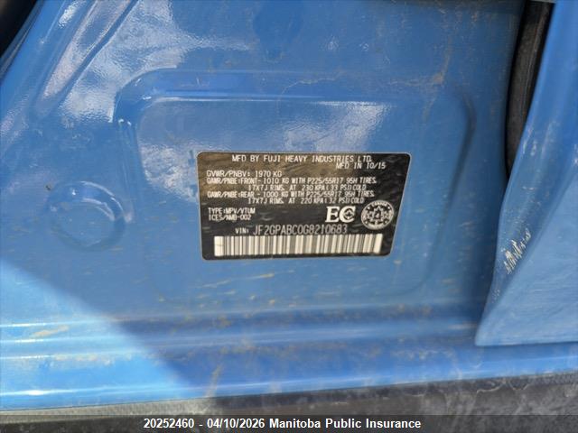 Aukcja sprzedaży 2016 Subaru Crosstrek, vin: JF2GPABC0G8210683, numer aukcji: 20252460