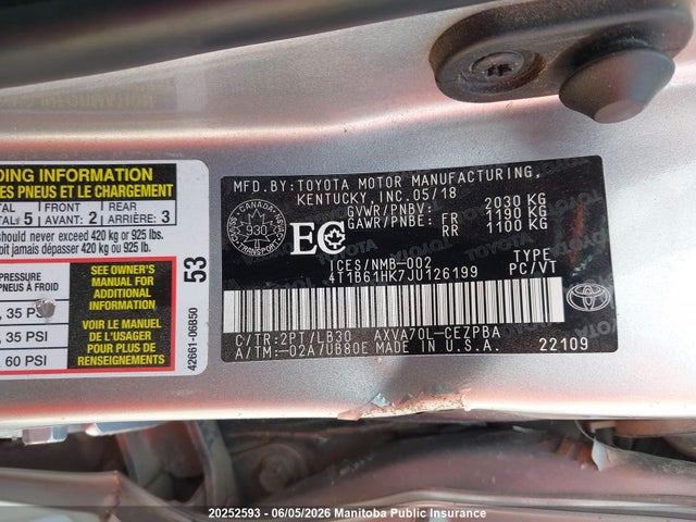 Auction sale of the 2018 Toyota Camry Xse, vin: 4T1B61HK7JU126199, lot number: 20252593